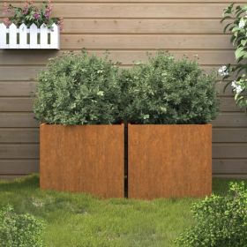 Planters 2 pcs 12.6"x11.8"x11.4" Corten Steel