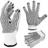 12 Pack PVC Double Side Dot String Gloves 10". String Knit Gloves with Plastic Dot Coating. Large Size Gloves. Knitted Cotton Polyester Gloves for Gen