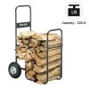 Firewood Cart 220LBS with Large Wheels, Fireplace Log Rolling Caddy Hauler, Wood Mover Outdoor Indoor Storage Holder Rack, Heavy Duty RT