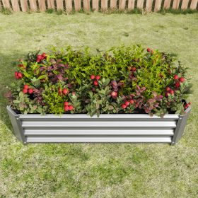 Metal Raised Garden Bed, Rectangle Raised Planter 4√ó2√ó1ft for Flowers Plants, Vegetables Herb Silver