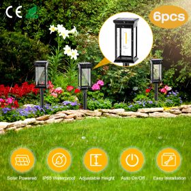 6Pack Solar Powered Stake Light Outdoor Decorative Landscape Lamp IP65 Waterproof Auto On Off Outdoor Light for Pathway Garden Yard Patio