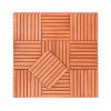 8-Slat Reddish Brown Wood Interlocking Deck Tile (Set of 10 Tiles)- AS