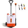 VEVOR Battery Powered Backpack Sprayer with Cart, 0-94 PSI Adjustable Pressure, 4 Gallon Tank on Wheels, with 8 Nozzles and 2 Wands, 12V 7.2Ah Battery