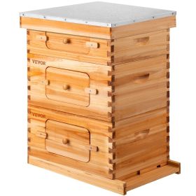 VEVOR Beehive Box Kit Bee Honey Hive 30 Frames 2 Deep 1 Medium Natural Fir Wood