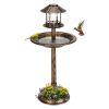 51*51*106cm Plastic Round Birdbath with Solar Light Bronze