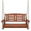 112*53*52cm 500lbs With Chain Double Wooden Swing Reddish Brown