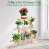 Wooden Plant Stand 3-Tier Potted Flower Shelf Multi-tier Flower Pot Rack Holder Triangle Ladder Plant Vase Display Rack 82lbs Max Load for Indoor Pati