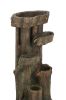 11x13.4x31.5" Rustic Decorative Tree Trunk 5 Tier Water Fountain, with Light and Pump, for Indoor and Outdoor