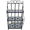 Plant Stand Display Black White Mosaic Pattern