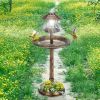 51*51*106cm Plastic Round Birdbath with Solar Light Bronze