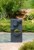 16.5x9.8x31.9" Decorative 4 Tier Minimalist Water Fountain with Light for Indoor Outdoor, Black