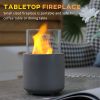 Tabletop Fireplace, Mini Concrete Ethanol Fire Bowl with Lid, Burns up with Liquid Alcohol and Solid Tablet Alcohol, Light Grey