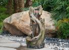 17.5x15.5x39.5" Indoor Outdoor Tree Trunk Fountain, Polyresin Rusitic Floor Standing Waterfall Fountain with Light, Natural Water Feature for Garden L