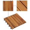 10 pcs Acacia Decking Tiles 11.8"x11.8" Vertical Pattern