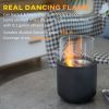 Tabletop Fireplace, Mini Concrete Ethanol Fire Bowl with Lid, Burns up with Liquid Alcohol and Solid Tablet Alcohol, Dark Grey