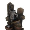 7.7x3.9x13.6" Brown and Gray Water Fountain with Antique Water Pump Design and LED Light