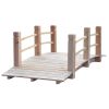 5 ft Wooden Garden Bridge Arc Stained Finish Footbridge with Railings for your Backyard;  Natural Wood