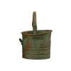 Tinged Metal Bucket Planter With Handles, Patina Rust Finish, Green, Set of 3