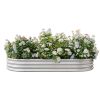 Raised Garden Bed Outdoor, Oval Large Metal Raised Planter Bed for for Plants, Vegetables, and Flowers - Silver