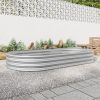 Raised Garden Bed Outdoor, Oval Large Metal Raised Planter Bed for for Plants, Vegetables, and Flowers - Silver