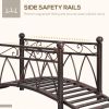 3.3' Classic Garden Bridge Metal Arch Zen Footbridge with Safety Siderails, Decorative Footbridge, Delicate Scrollwork & Corner Spheres for Stream, Fi