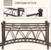 3.3' Classic Garden Bridge Metal Arch Zen Footbridge with Safety Siderails, Decorative Footbridge, Delicate Scrollwork & Corner Spheres for Stream, Fi