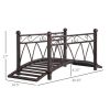 3.3' Classic Garden Bridge Metal Arch Zen Footbridge with Safety Siderails, Decorative Footbridge, Delicate Scrollwork & Corner Spheres for Stream, Fi