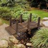 Wooden Garden Bridge Arc Stained Finish Walkway with Metal Chain Railings