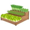 48.6 x 48.6 x 21in Raised Garden Bed Horticulture Outdoor Elevated Flower Box Tiered Garden Bed Wooden Vegetables Brown