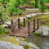 5 ft Wooden Garden Bridge Arc Stained Finish Footbridge with Railings for your Backyard, Stained Wood