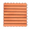 8-Slat Reddish Brown Wood Interlocking Deck Tile (Set of 10 Tiles)- AS