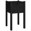 Garden Planters 2 pcs Black 15.7"x15.7"x27.6" Solid Wood Pine