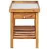 Garden Work Bench with Zinc Top Solid Acacia Wood