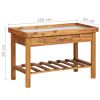 Garden Work Bench with Zinc Top Solid Acacia Wood