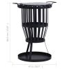 Garden Fire Pit Basket with BBQ Grill Steel 19"