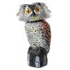 Lifelike Owl Decoy with 360 Degree Rotatable Head Scare Bird Squirrel Away Pest Repellent Bird Deterrent