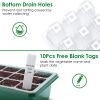 10Pcs Seed Starter Tray Kit Reusable Overall 120Cells Seeding Propagator Station Greenhouse Growing Germination Tray with Humidity Dome Label 2Pcs Gar