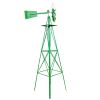 8FT Weather Resistant Yard Garden Windmill Green