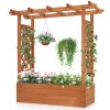 43.5*17.5*44.5 In Fir With Arched Lattice Raised Garden Bed Wooden Planting Frame Teak Color