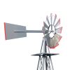 8FT Weather Resistant Yard Garden Windmill Gray & Red