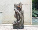 17.5x15.5x39.5" Indoor Outdoor Tree Trunk Fountain, Polyresin Rusitic Floor Standing Waterfall Fountain with Light, Natural Water Feature for Garden L