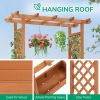 43.5*17.5*44.5 In Fir With Arched Lattice Raised Garden Bed Wooden Planting Frame Teak Color