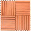 8-Slat Reddish Brown Wood Interlocking Deck Tile (Set of 10 Tiles)- AS