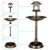 51*51*106cm Plastic Round Birdbath with Solar Light Bronze