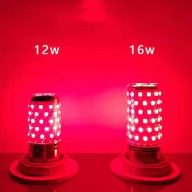 Led Color Bald Strong Color Light Corn Lamp E27E14 Screw Mouth Red Blue Green Pink Light Bulb (Option: Red-16W E14)