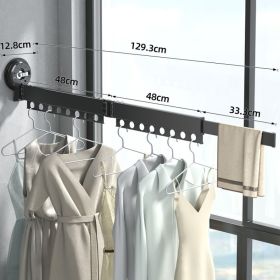 Wall-hung Invisible Suction Cup Balcony Folding Drying Rack (Option: 3Section folding hanger-1PC)