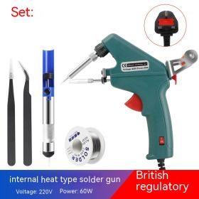 60W Internal Heat Manual Soldering Gun Household Repair Kit (Option: 220V UK-Ceramic Heating Core-60w)