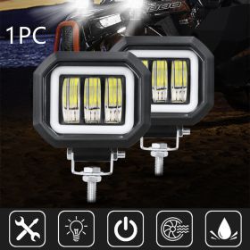 Fog Light With Aperture Angel Eye Motorcycle Spotlight Off-road Vehicle (Option: Yellow-Square-1PC)