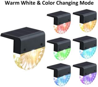 LED Acrylic Shell Solar RGB Color Warm White Stair Light Outdoor Garden Courtyard (Option: Black-6PCS)