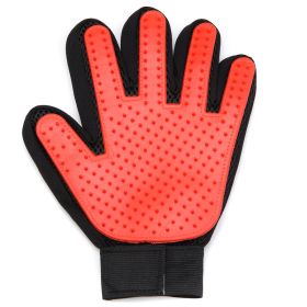 Pet Gloves Cat Petting Gloves Float Hair Cleaning Cleaning Beauty Massage Dog Supplies Dog Comb (Option: Left Hand Red-XKST)